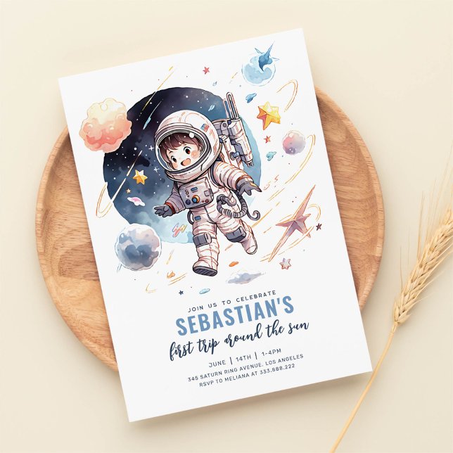 Convite Primeira viagem em torno do primeiro aniversario e (Criador carregado)