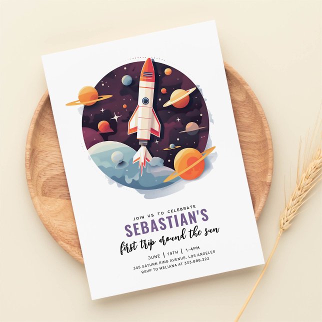 Convite Primeira viagem em torno do primeiro aniversario e (Criador carregado)