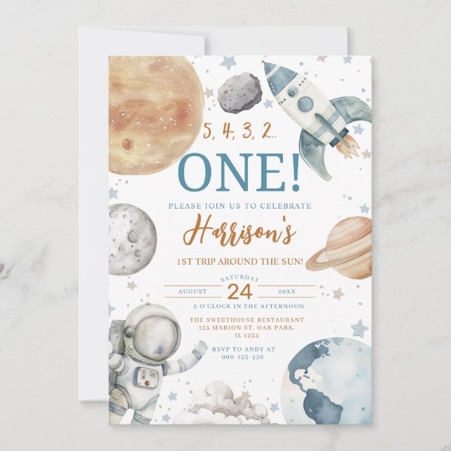 Convite Primeira viagem em torno do primeiro aniversario e (Frente)