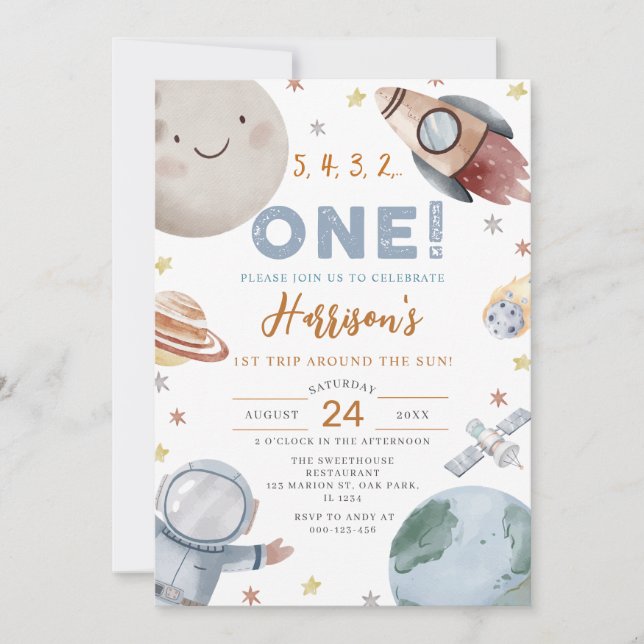 Convite Primeira viagem em torno do primeiro aniversario e (Frente)