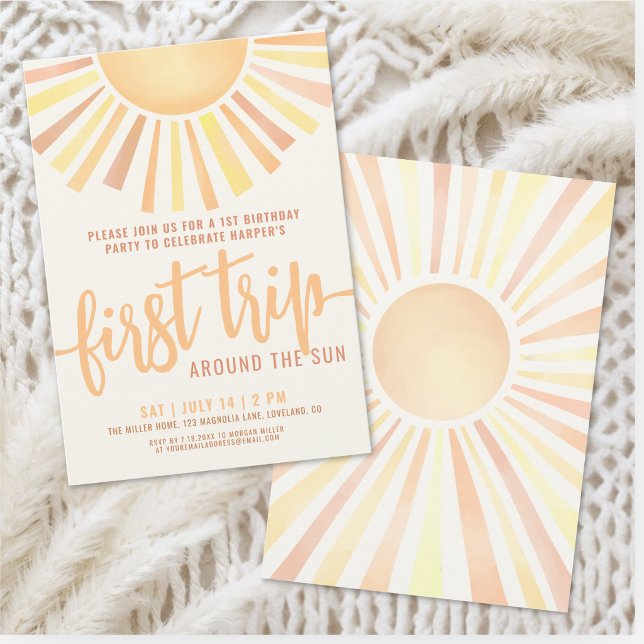 Convite Primeira Viagem em Torno do Sol Boho 1º Aniversári (First Trip Around The Sun Boho 1st Birthday Invitation )