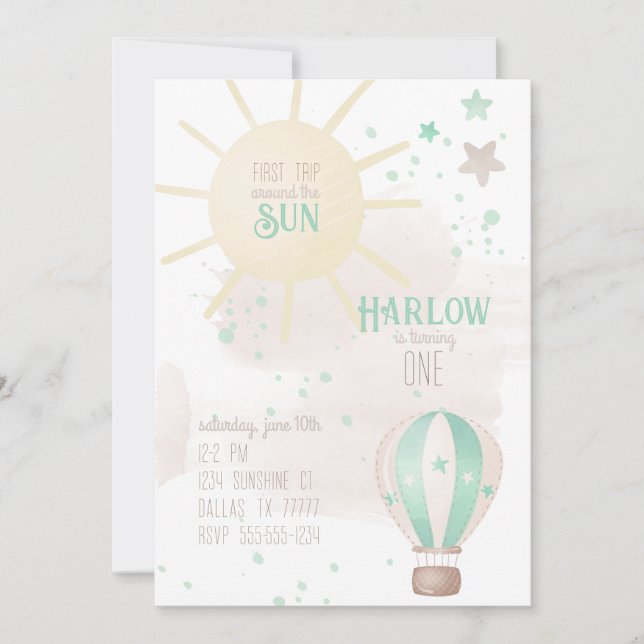 Convite Primeira Viagem Em Torno Do Sol Estende Primeiro A (Frente)