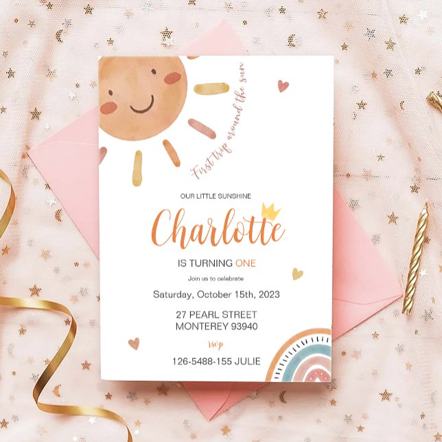 Convite Primeira Viagem Em Torno Do Sol Pequeno Aniversári (Criador carregado)