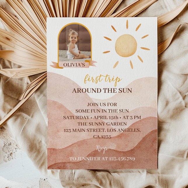 Convite Primeira viagem em torno do Sun Photo primeiro ani (Criador carregado)
