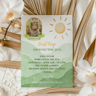 Convite Primeira viagem em torno do Sun Photo primeiro ani