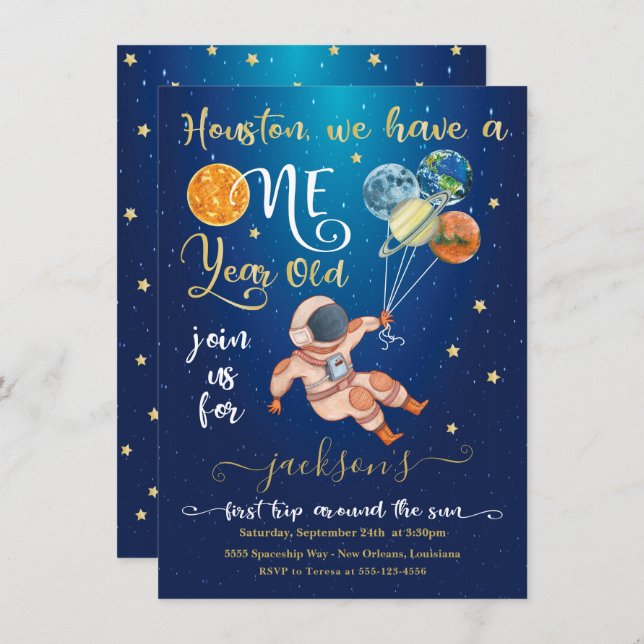 Convite Primeira viagem espacial em torno dos planetas ast (Frente/Verso)