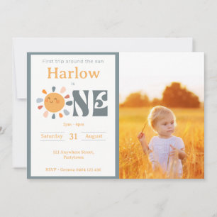 Convite Primeira volta ao redor do sol foto neutra