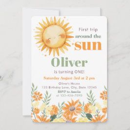 Convite Primeira Volta ao Sol Boho Floral 1º Aniversário