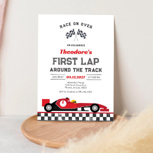 Convite Primeira Volta na Pista Carro de Corrida 1º Aniver