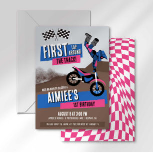 Convite Primeira Volta na Pista Moto de Trilha de Aniversá