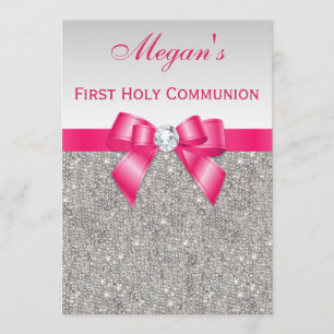 Convite Primeiras jóias da prata do comunhão santamente,
