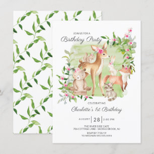 Convite Primeiro aniversario Adorável de Amigos de Woodlan