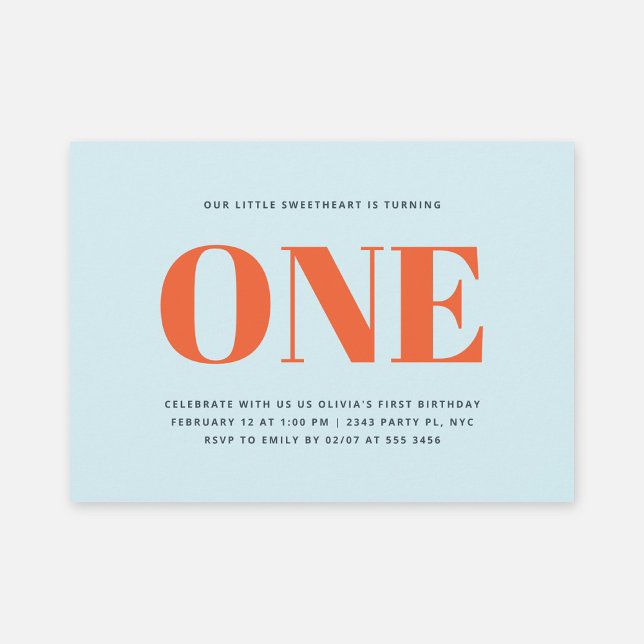 Convite Primeiro Aniversário, Azul e Vermelho Moderno Past (Criador carregado)