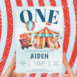 Convite Primeiro aniversario Azul Superior Grande do Circo