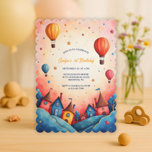 Convite Primeiro aniversario Balão de Ar Quente Whimsical