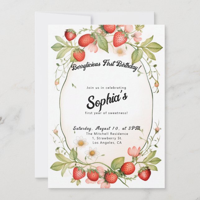 Convite Primeiro Aniversário Berrílico! Festa de Aniversár (Frente)