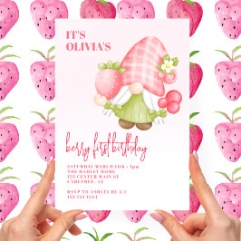 Convite Primeiro aniversario Berry First Cute Gnome