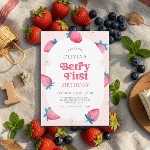 Convite Primeiro aniversario Berry Strawberry Primeira Fes