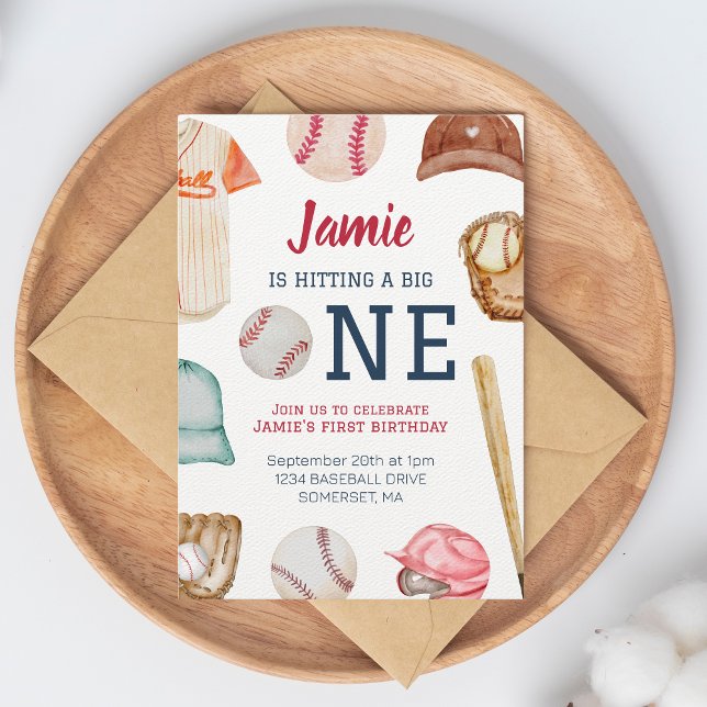 Convite Primeiro aniversario Big One Boy Baseball (Criador carregado)