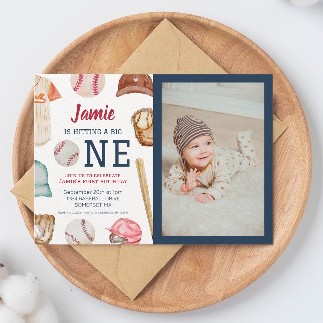 Convite Primeiro aniversario Big One Boy Baseball (Criador carregado)