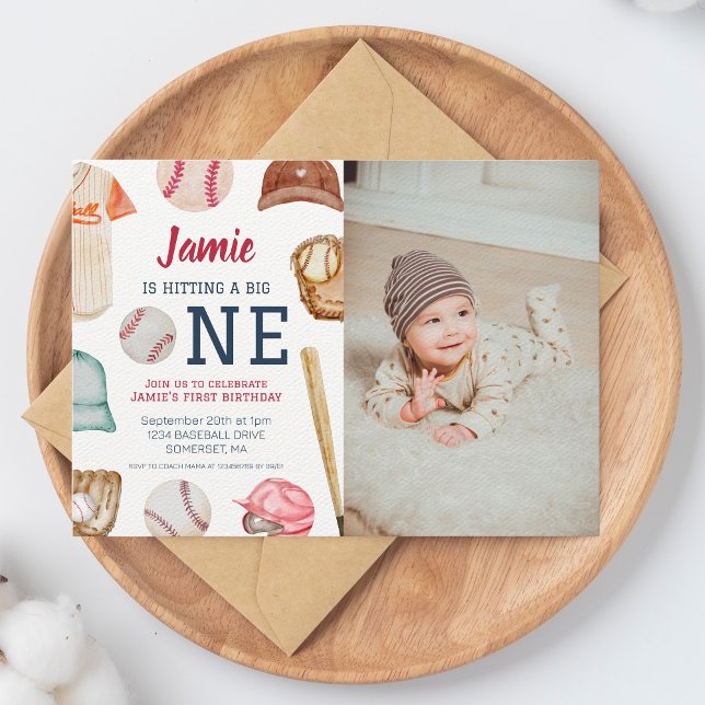 Convite Primeiro aniversario Big One Boy Baseball (Criador carregado)