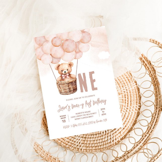 Convite Primeiro aniversario Boho do Primeiro Urso de Tedd (Criador carregado)