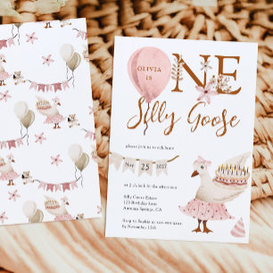 Convite Primeiro aniversario Boho Girl do ganso de um Bobo