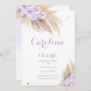 Convite Primeiro aniversario Boho Pampas Grass