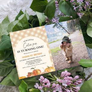 Convite Primeiro aniversario Branco de Ação de Graças de P