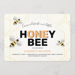 Convite Primeiro Aniversário Caricatura De Abelhas Amarel