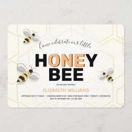 Convite Primeiro Aniversário Caricatura De Abelhas Amarela