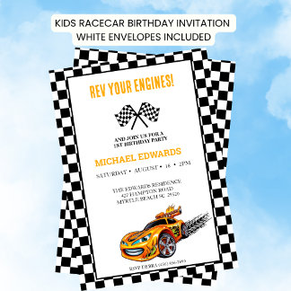 Convite Primeiro Aniversário, Carros Corridos