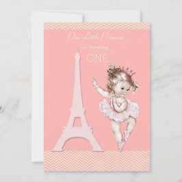 Convite Primeiro aniversario Chic Ballerina Eiffel Tower C