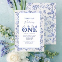 Convite primeiro aniversario Chinoiserie Blue Está Virando