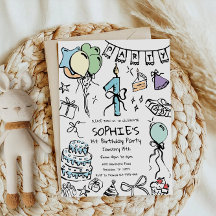 primeiro aniversario Convide, Aniversário Desenhad