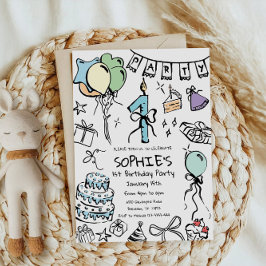 Convite primeiro aniversario Convide, Aniversário Desenhad