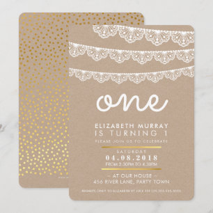 Convite PRIMEIRO ANIVERSARIO CUTE INVITE o revestimento de