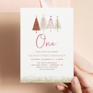 Convite Primeiro aniversario da árvore de Natal Winter One
