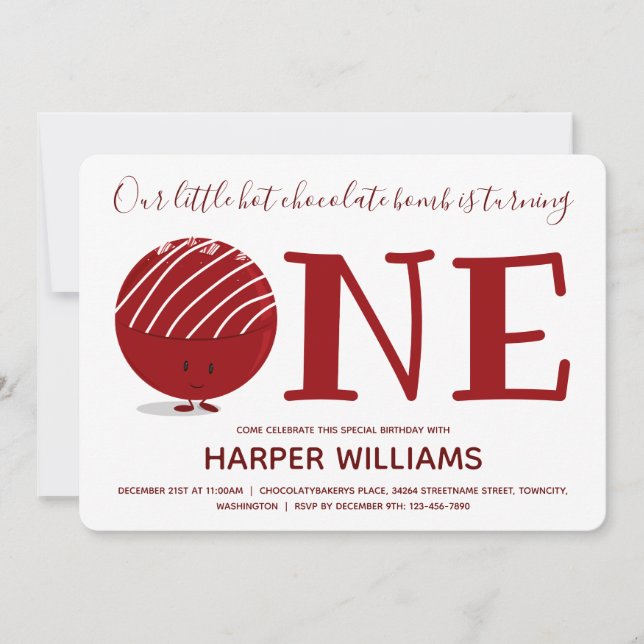 Convite Primeiro Aniversário da Bomba de Chocolate Quente (Frente)