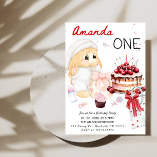 Convite Primeiro Aniversário da Coelhinha ONE - Aniversári