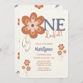 Convite Primeiro Aniversário da Cute Boho Daisy