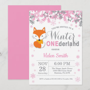 Convite Primeiro aniversario da Fox Girl do Winter Onederl