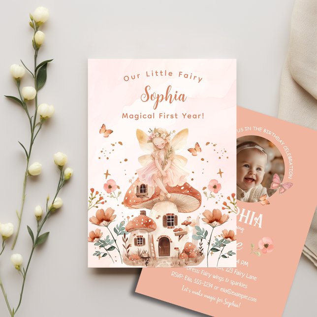 Convite Primeiro Aniversário da Garota do Cogumelo Florest (Criador carregado)