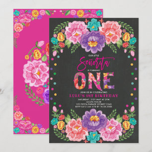 Convite Primeiro aniversario da Menina Fiesta Flower Girl