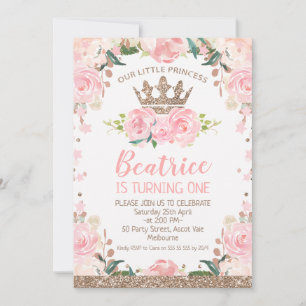 Convite primeiro aniversario da Princesa Floral Rosa Doura