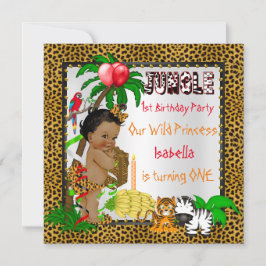 Convite Primeiro aniversário da selva-do-leopardo Safari, 