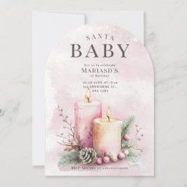 Convite primeiro aniversario das velas de Natal rosa com a