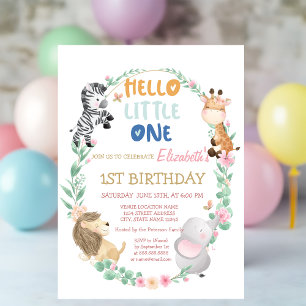 Convite primeiro aniversario De Animais Da Floresta De Cor