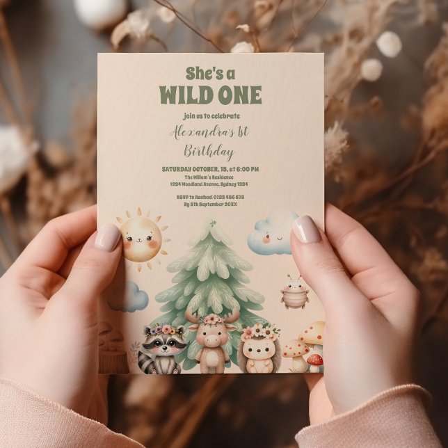 Convite Primeiro aniversario De Animais Da Floresta Doce (Criador carregado)