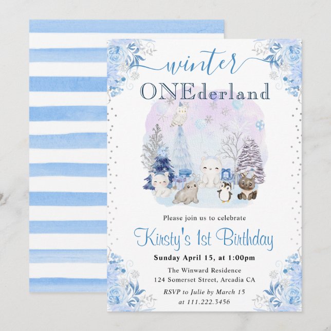 Convite Primeiro aniversario de Animais do Ártico de Inver (Frente/Verso)